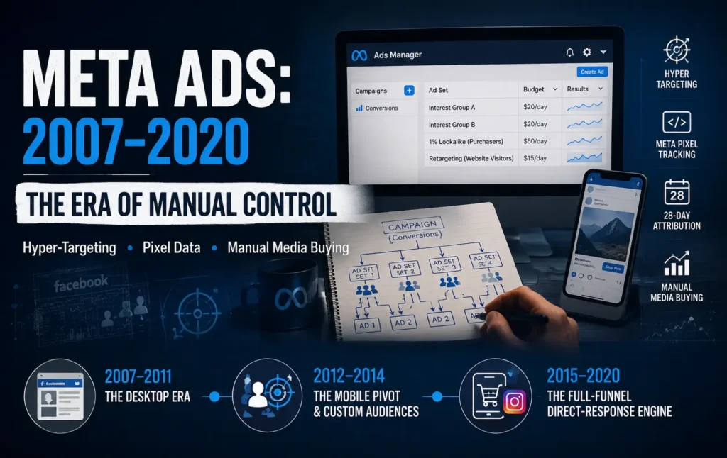 The Early Era of Meta Advertising (2007–2020) The Blueprint of Manual Media Buying and Hyper-Targeting